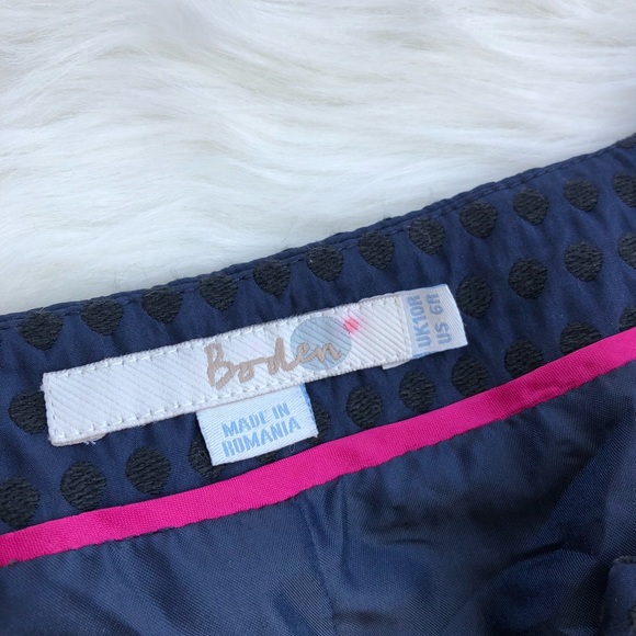 Boden Fitted Dress Navy Black Polka Dot - Picture 3 of 4